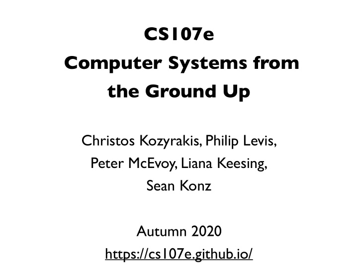 cs107e computer systems from the ground up