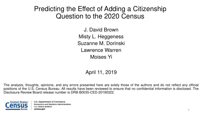 question to the 2020 census