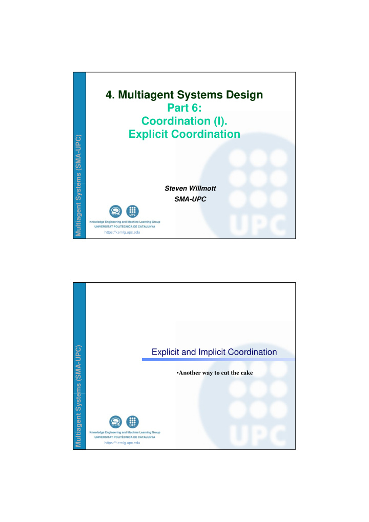 4 multiagent systems design part 6 coordination i
