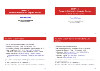 COMP 516  COMP 516  Research Methods in Computer Science  Research Methods in Computer Science