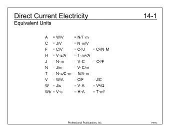 Direct Current Electricity  14-1  Equivalent Units  A  = W/V = N/T  m  C  = J/V = N  m/V  F