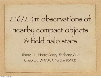 2.16/2.4m observations of  nearby compact objects  &amp; field halo stars  Jifeng Liu, Hang Gong,