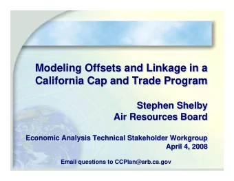 Modeling Offsets and Linkage in a  Modeling Offsets and Linkage in a  Modeling Offsets and Linkage