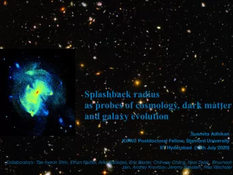 Splashback radius  as probes of cosmology, dark matter  and galaxy evolution  Susmita Adhikari