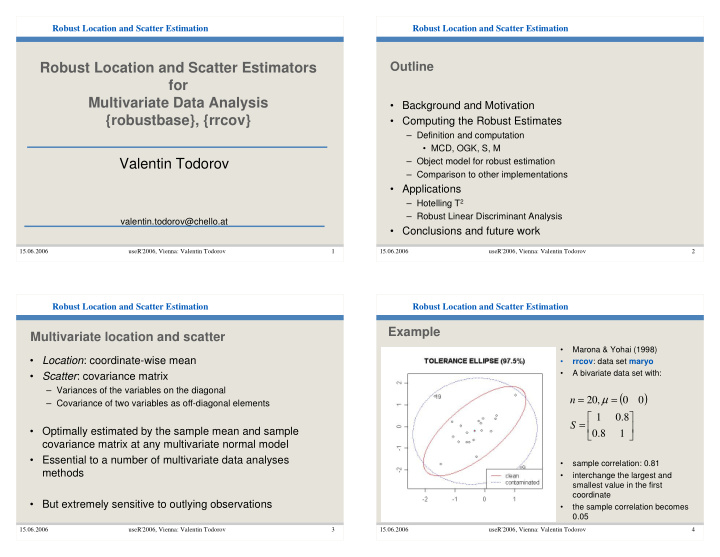 robust location and scatter estimators