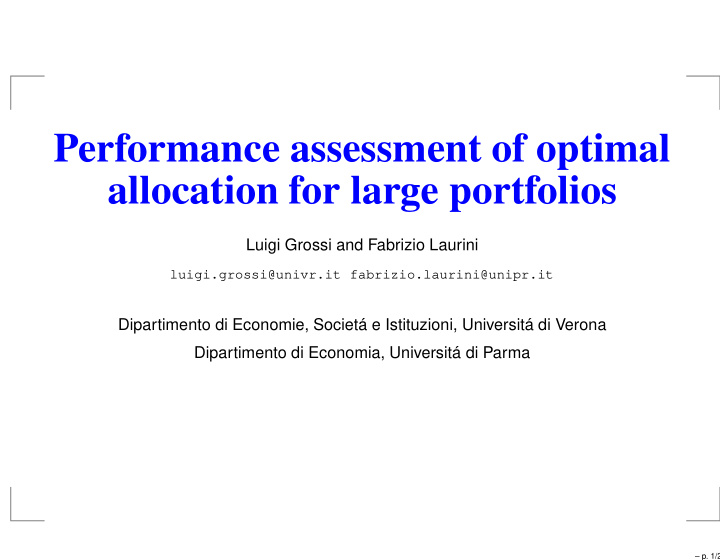 performance assessment of optimal allocation for large