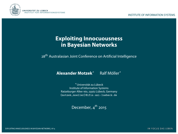 exploiting innocuousness in bayesian networks