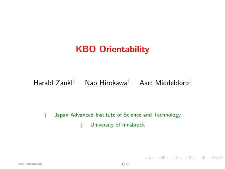 kbo orientability