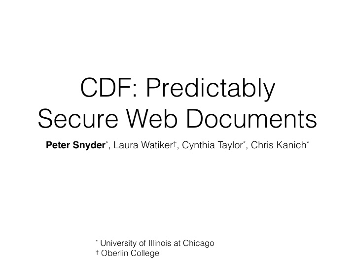 cdf predictably secure web documents