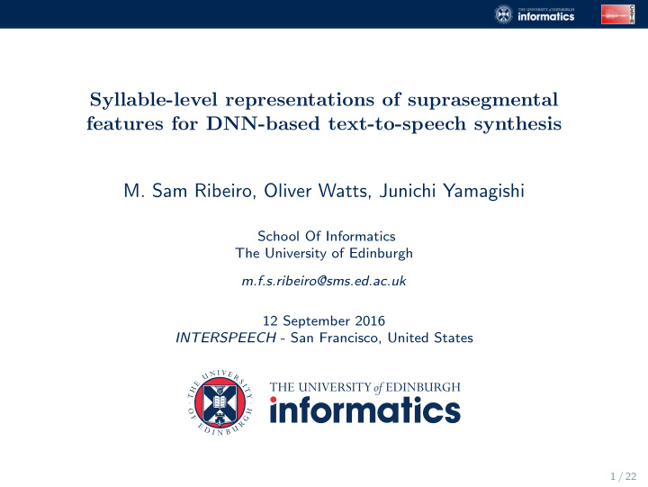 syllable level representations of suprasegmental features