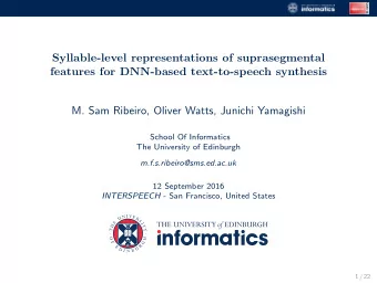 Syllable-level representations of suprasegmental  features for DNN-based text-to-speech synthesis