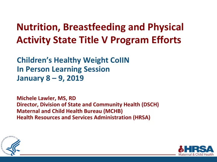 nutrition breastfeeding and physical activity state title