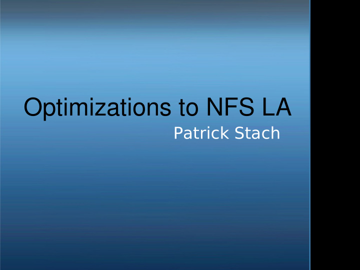 optimizations to nfs la