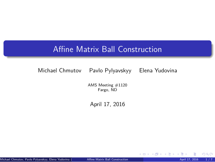 affine matrix ball construction