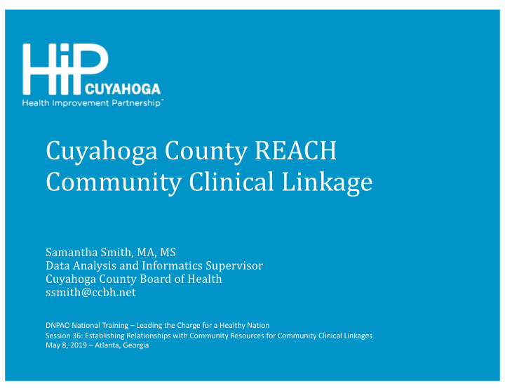 cuyahoga county reach community clinical linkage