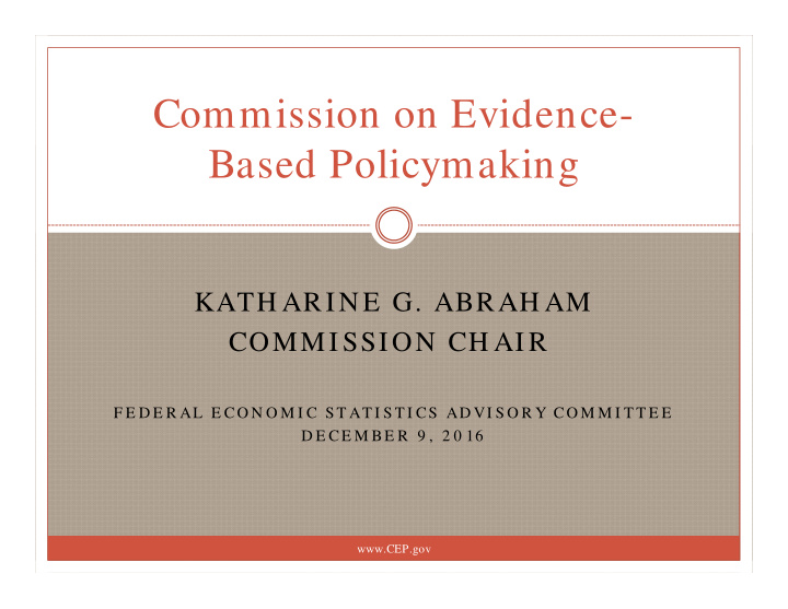 commission on evidence based policymaking