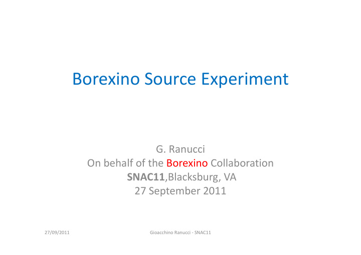 borexino source experiment