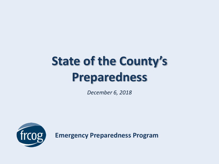 state of the county s preparedness