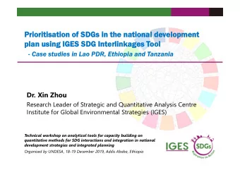 Prioritisation of  Prioritisation of SDGs in  SDGs in the national de  the national development