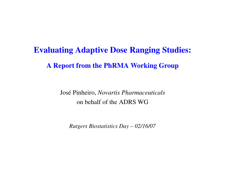 evaluating adaptive dose ranging studies
