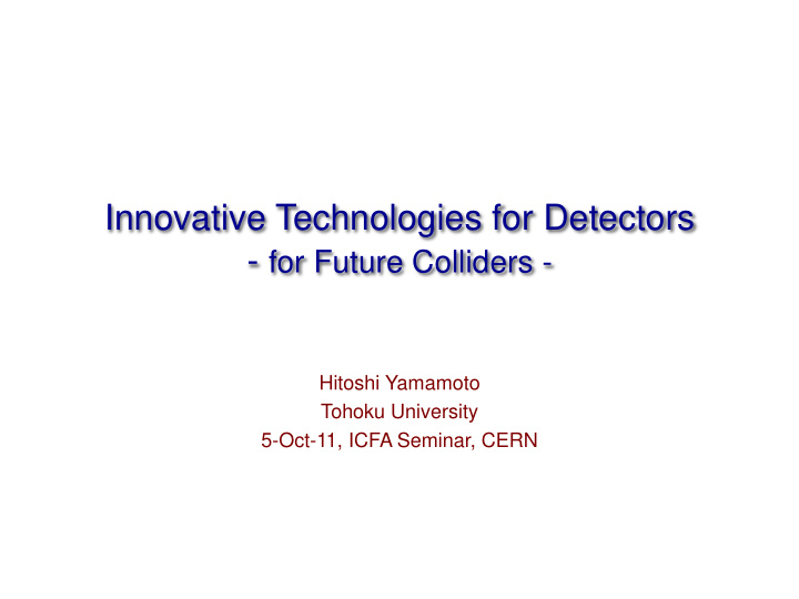 this talk is organized by detector elements
