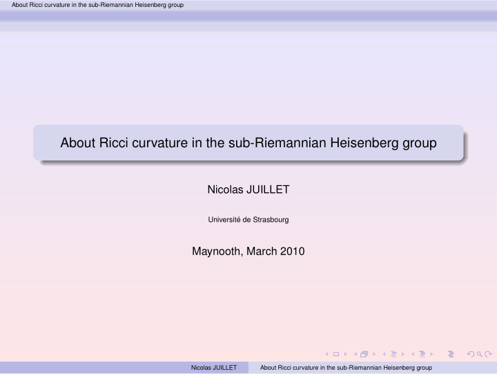 about ricci curvature in the sub riemannian heisenberg