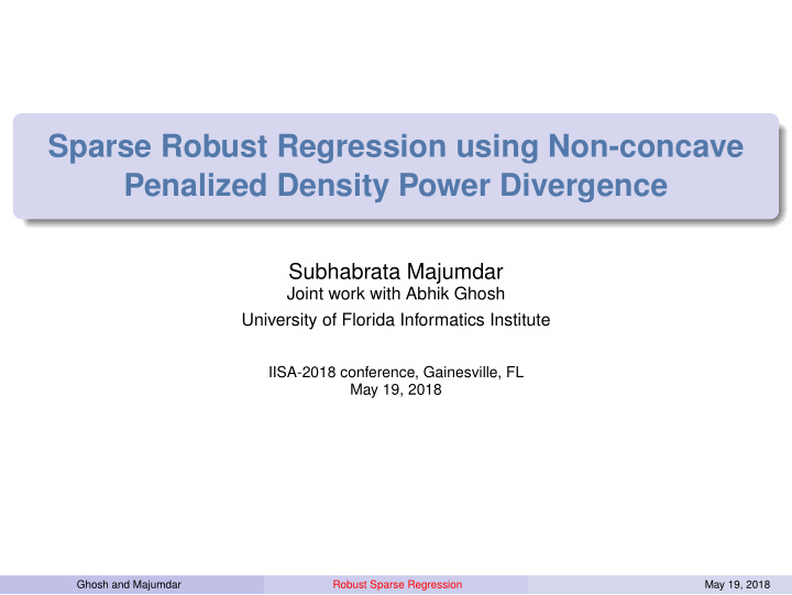 sparse robust regression using non concave penalized