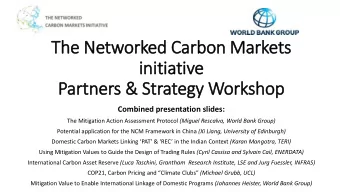 The Networked Carbon Markets  in  init  itia  iativ  ive  Partners &amp; Strategy Workshop