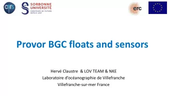 Provor BGC floats and sensors  Herv Claustre  &amp; LOV TEAM &amp; NKE  Laboratoire