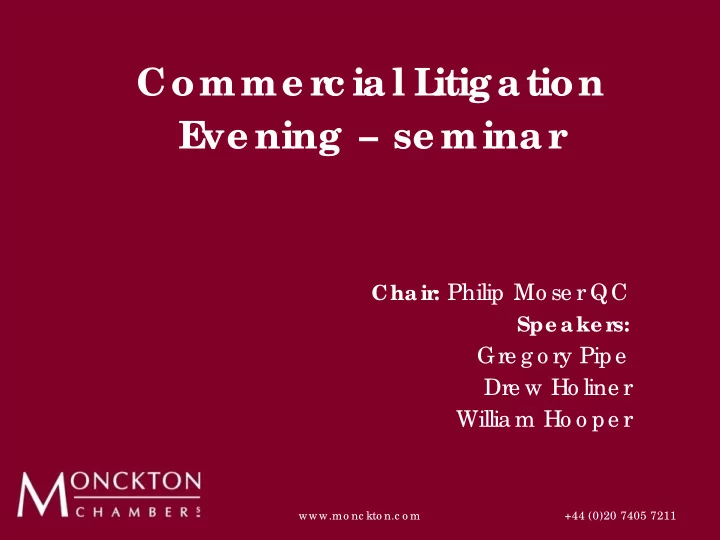 comme r c ial l itigation e ve ning se minar