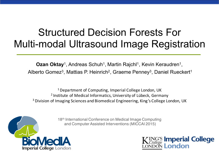 structured decision forests for multi modal ultrasound