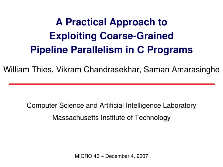 a practical approach to exploiting coarse grained
