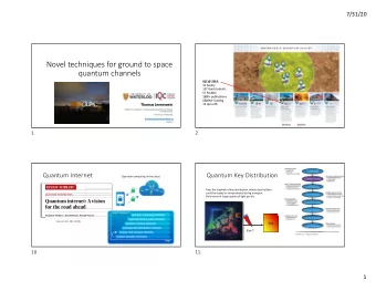 Novel techniques for ground to space  quantum channels  IQC @ 2019:  31 faculty  157 Grad students