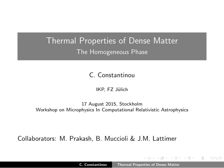 thermal properties of dense matter