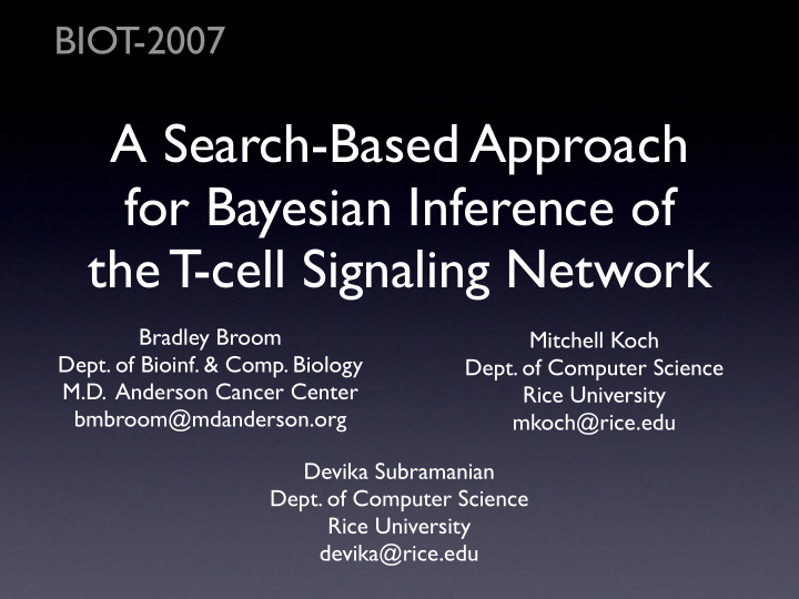 a search based approach for bayesian inference of the t