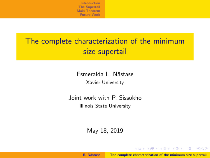 the complete characterization of the minimum size