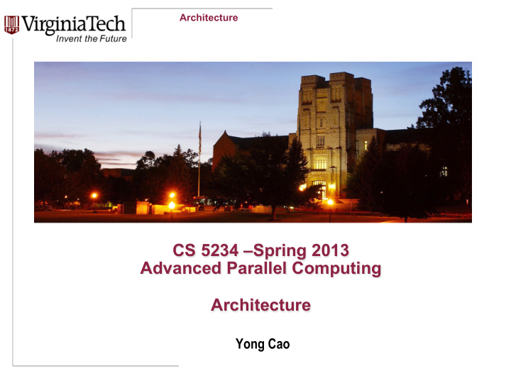 cs 5234 spring 2013 advanced parallel computing