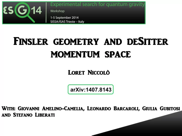 fins nsler r geom ometry ry and nd desitter mo momentum