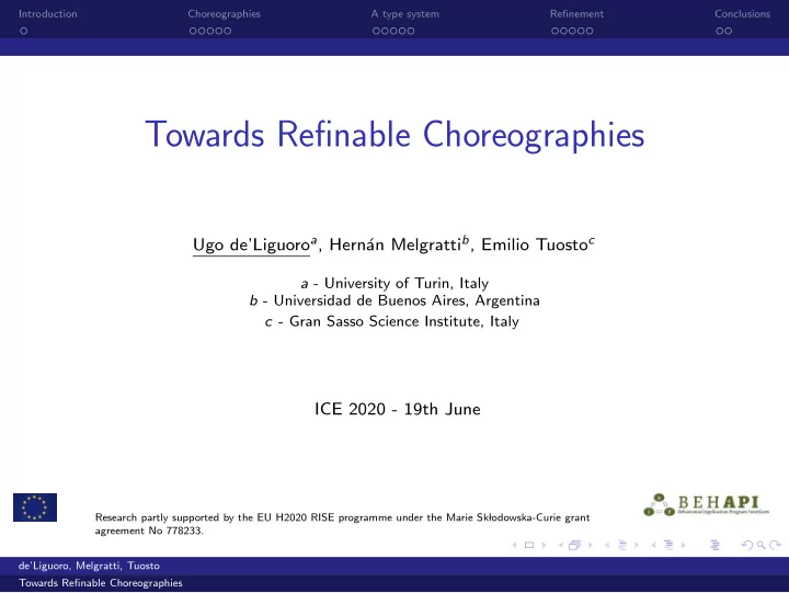 towards refinable choreographies