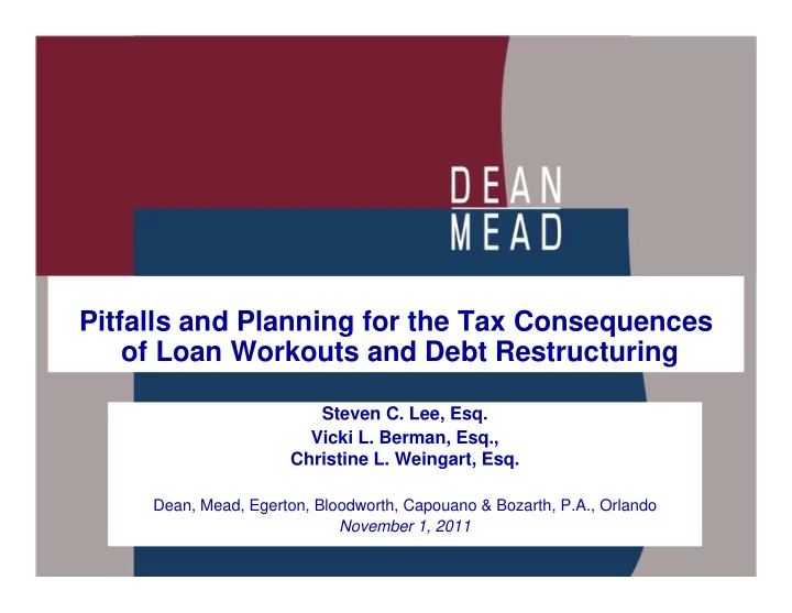 pitfalls and planning for the tax consequences of loan