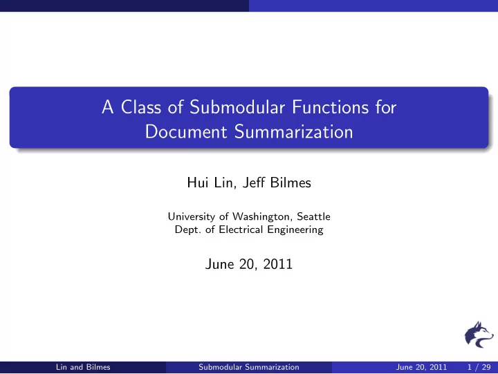 a class of submodular functions for document summarization