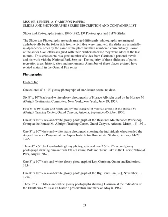 MSS 153, LEMUEL A. GARRISON PAPERS  SLIDES AND PHOTOGRAPHS SERIES DESCRIPTION AND CONTAINER LIST