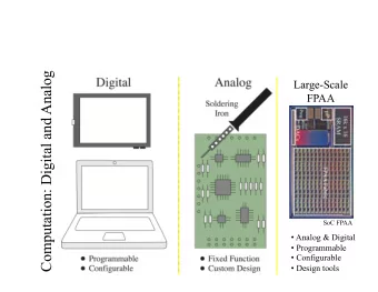 Computation: Digital and Analog  Large-Scale  FPAA  SoC FPAA  Analog &amp; Digital
