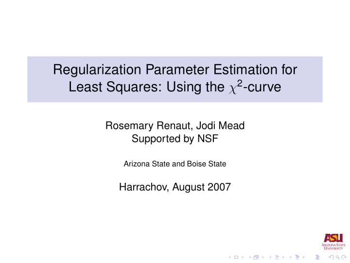 regularization parameter estimation for least squares