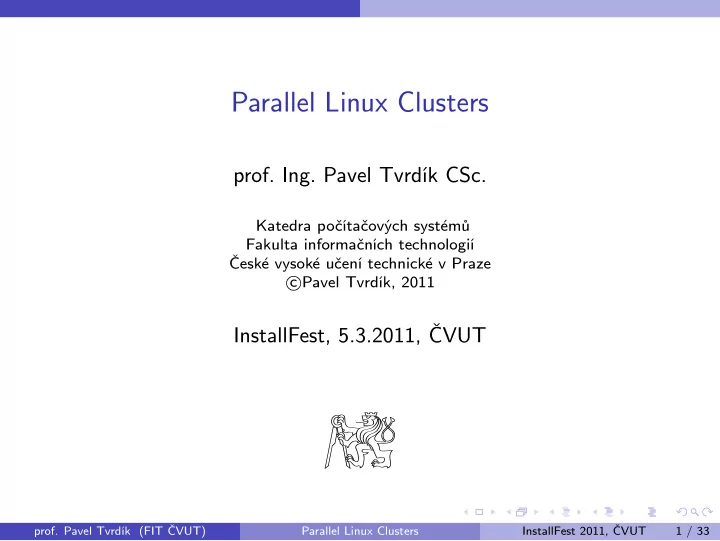 parallel linux clusters