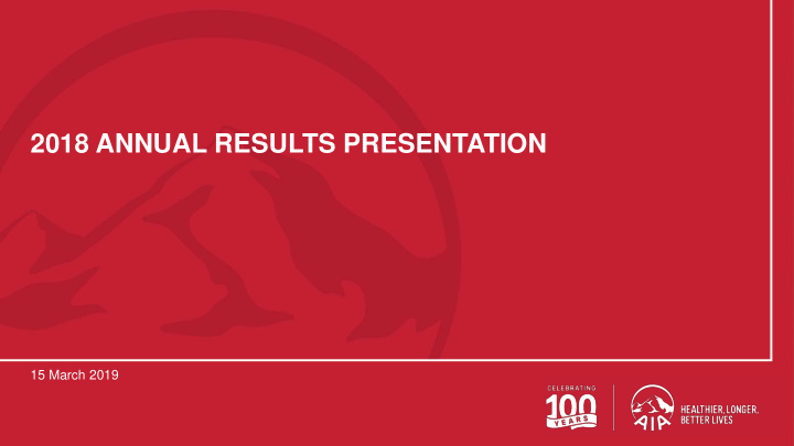 2018 annual results presentation