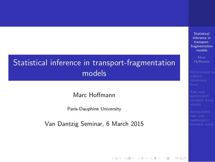 statistical inference in transport fragmentation