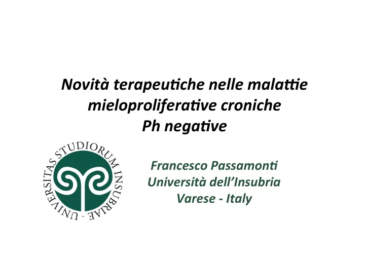 novit terapeu che nelle mala3e mieloprolifera ve croniche