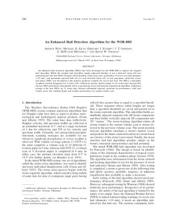 An Enhanced Hail Detection Algorithm for the WSR-88D A RTHUR W ITT , M ICHAEL D. E ILTS , G REGORY