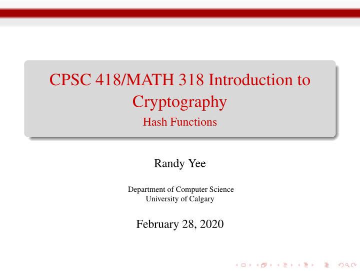 cpsc 418 math 318 introduction to cryptography